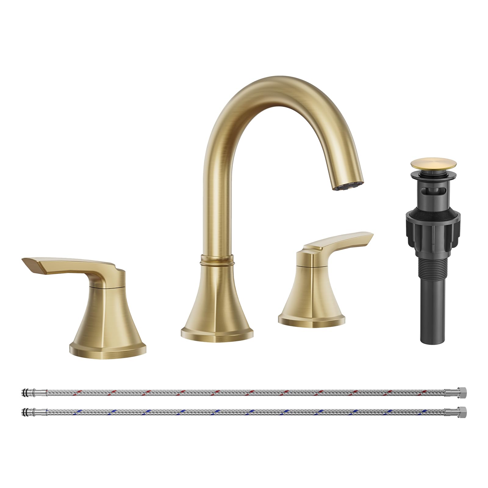 Robinet de lavabo 3 trous or brossé 8 pouces et sa bonde de vidage