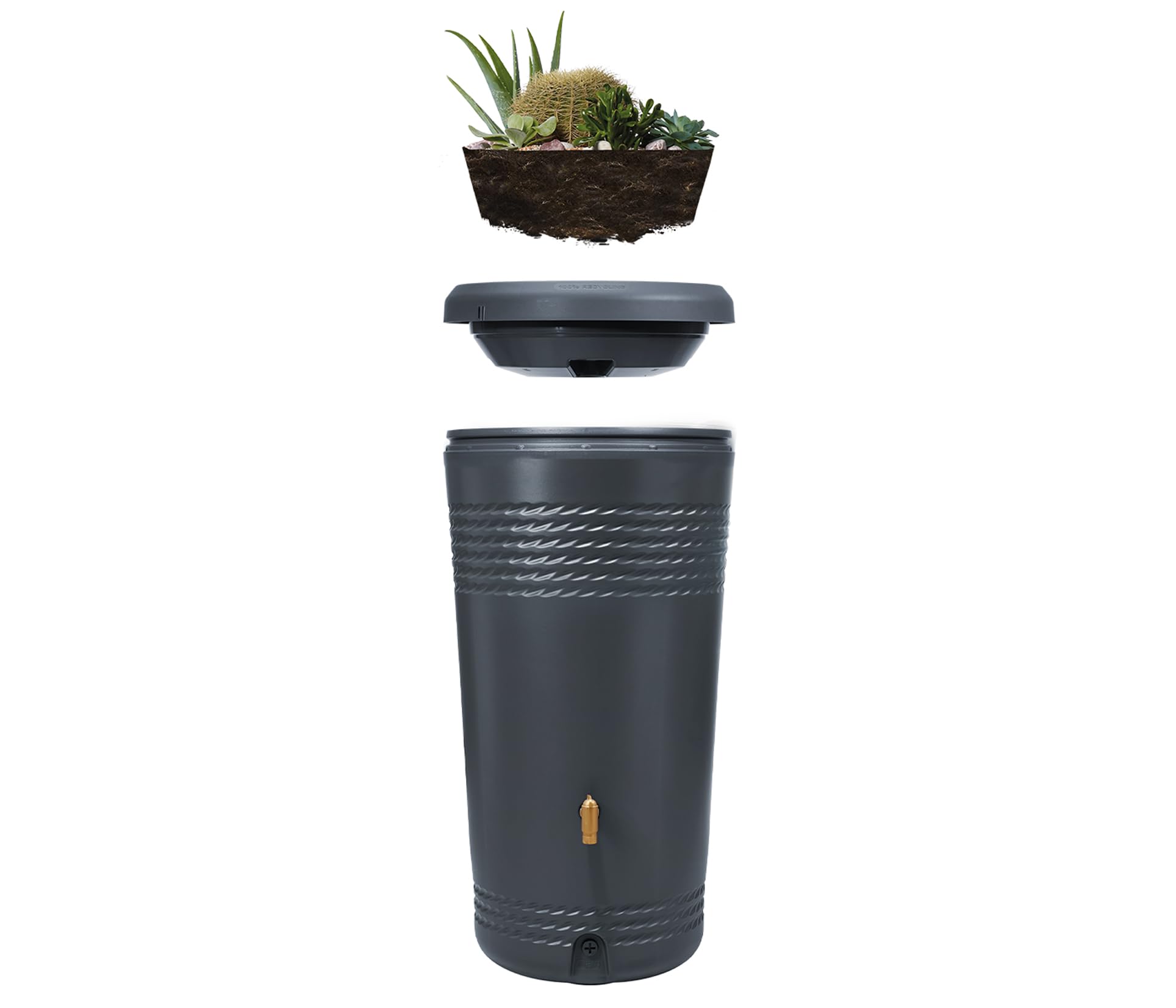 4rain Milo 2en1 depósito de Agua de Lluvia 230 L Graphite Grey | Incl. Jardinera