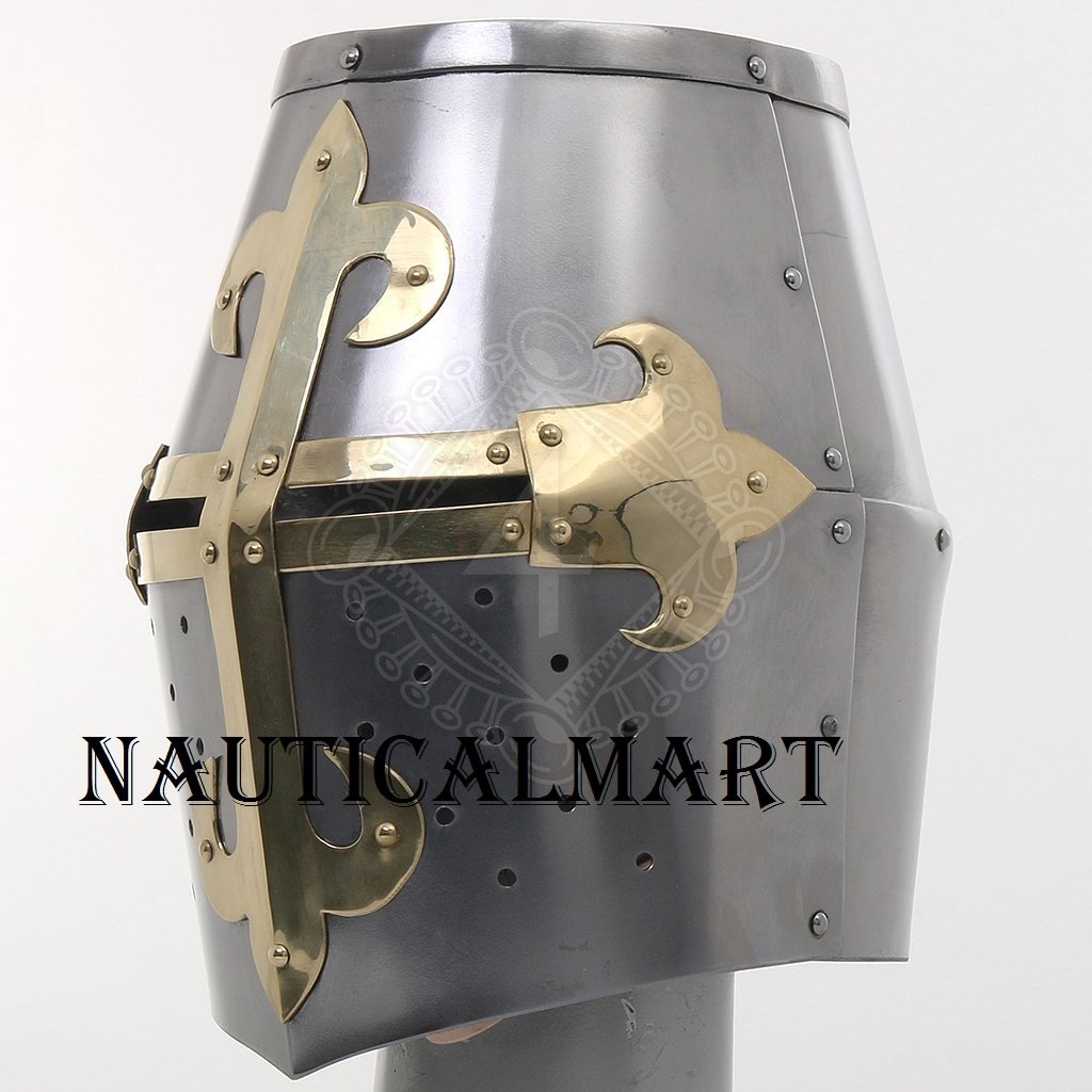 NauticalMart Great Helm with Brass Cross
