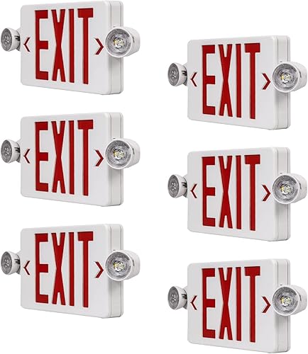 CM MZY Luz de emergencia roja con dos cabezales ajustables, señal de salida LED con respaldo, estándares estadounidenses, certificado UL, combo para