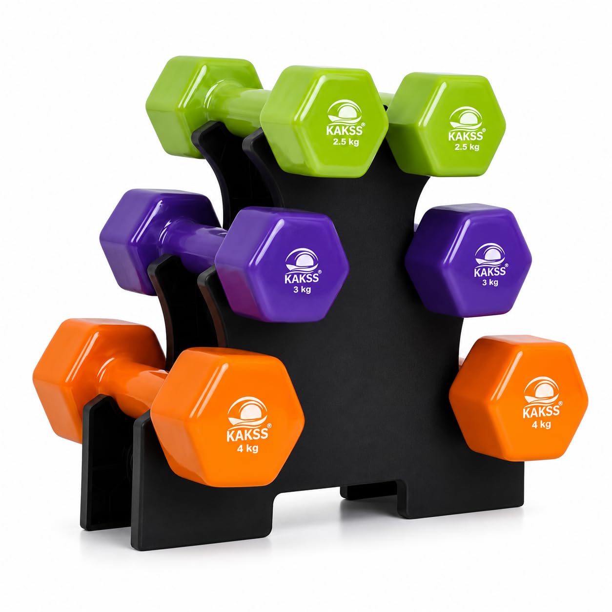 KAKSS Cast Iron Vinyl Coated Dumbbell With Stand(Proudly Made In India) (19Kg(2.5kg+3kg+4kg Pair))-image-43