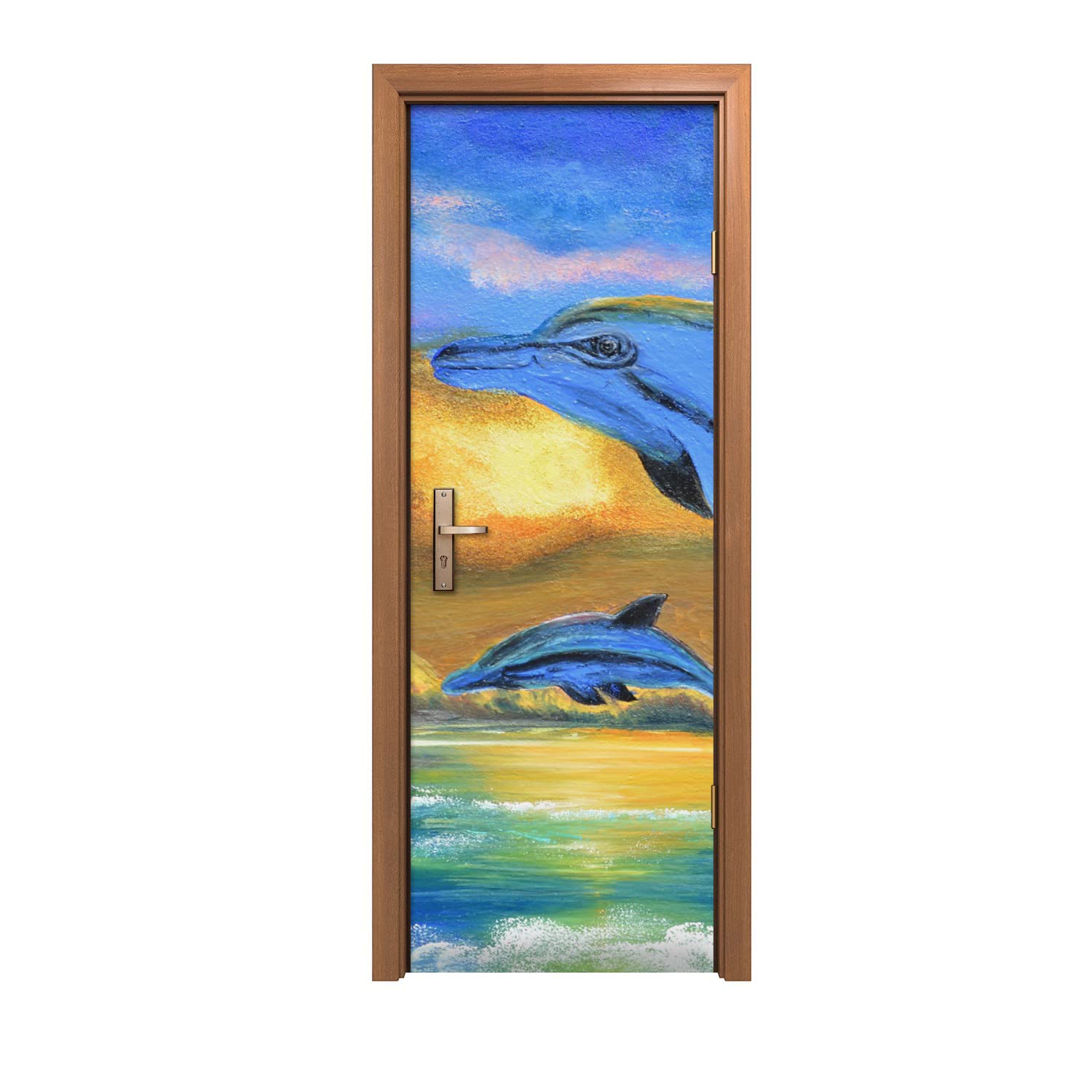 Dauphins Sun autocollant de porte 70x200cm pour créer une ambiance marine dans la chambre