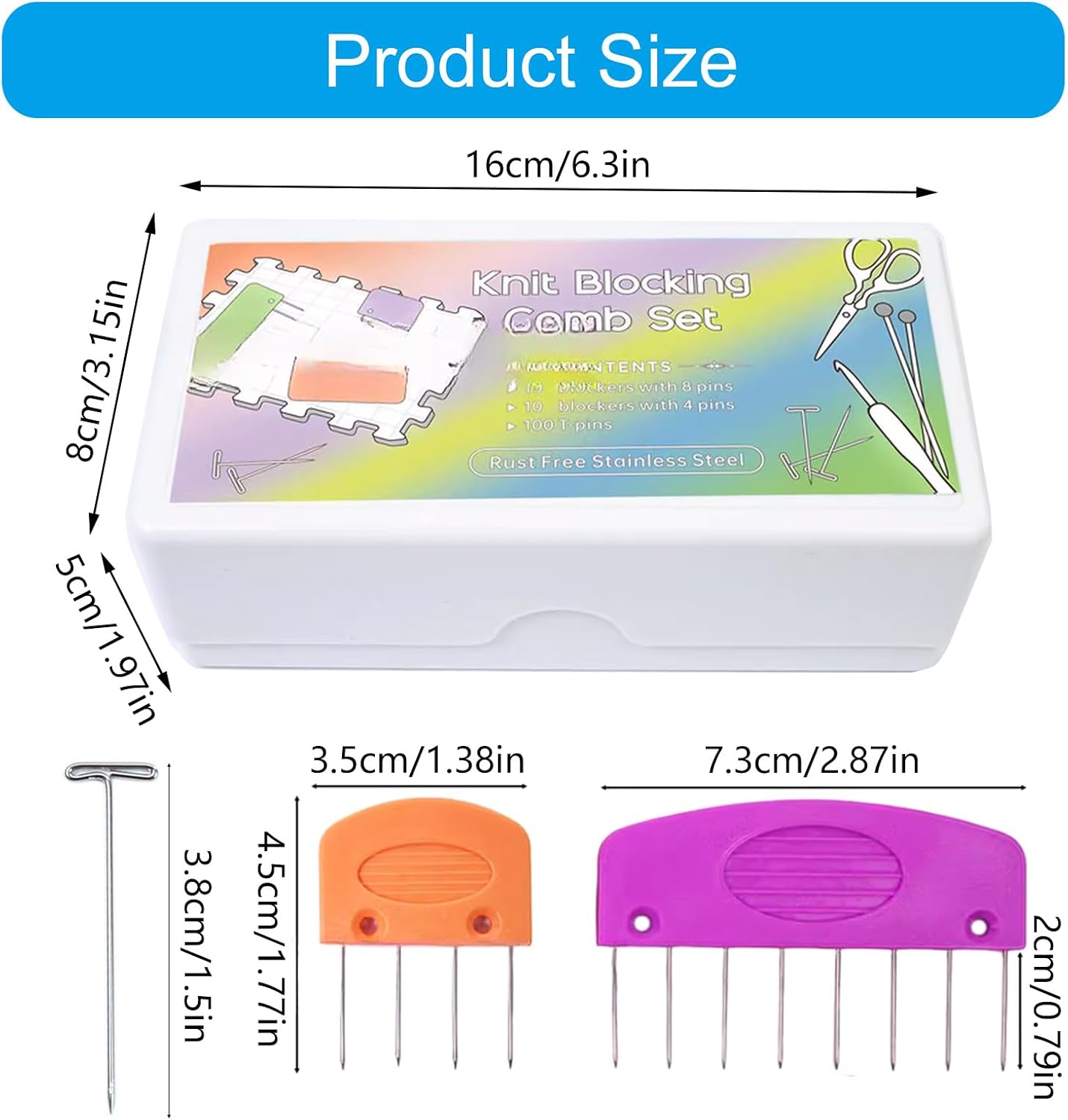 Practical Blocking Pins Colorful Knit Comb Set Knitting Tool Easy to Use for Needlework Project Crochet Pins