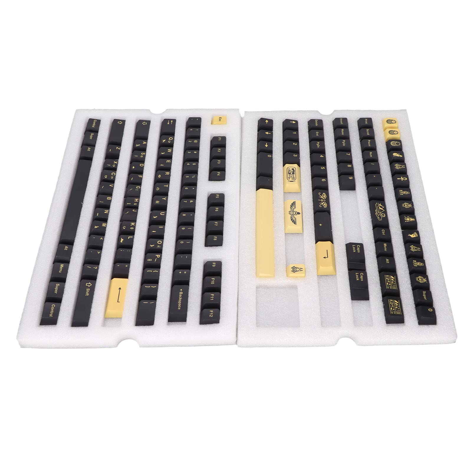 Keycaps PBT 132 Zestaw kluczy, bez liter, wysokość wiśni, egipski motyw faraonowy, DIY dekoracyjne klucze do gier dla mechanicznej klawiatury