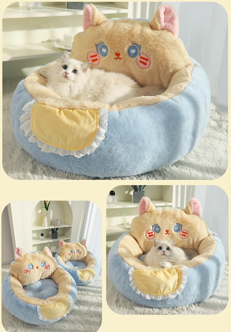review Cute Cat Bed for Indoor,Cute Cat Dog Bed Tent with Removable Washable Cushioned, Cat Cave,Dog Bed Calming Fluffy Plush Dog Bed Puppy Bed,Hug Sleep Cuddle Pet Bed (G)