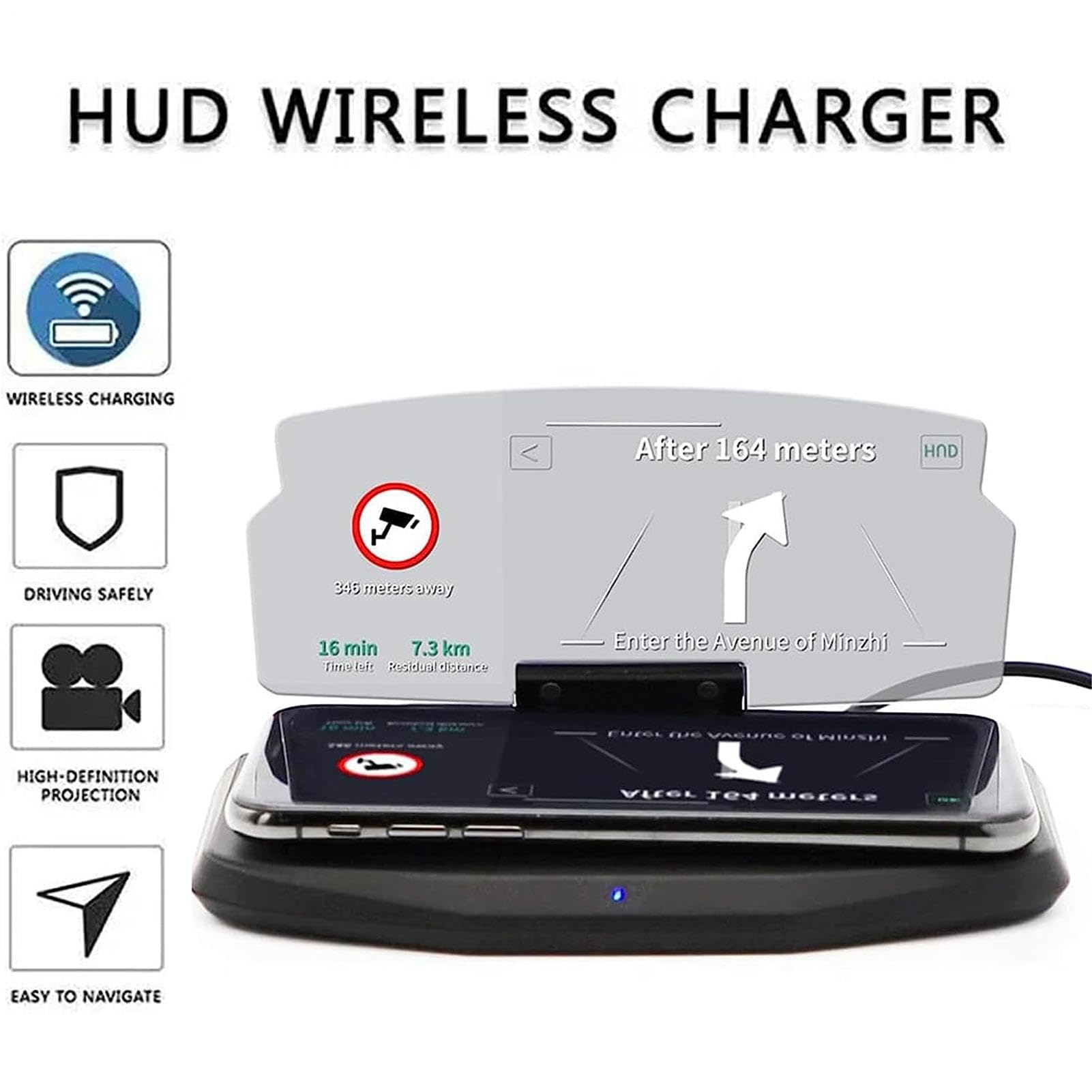 Écran HUD De Voiture – Projecteur De Pare-brise De 7,87 Pouces | Affichage Tête Haute ABS De 20 Cm - Dispositif De Projection De Pare-brise, Écran De Tableau De Bord Portable Alimenté Par USB Indiquan