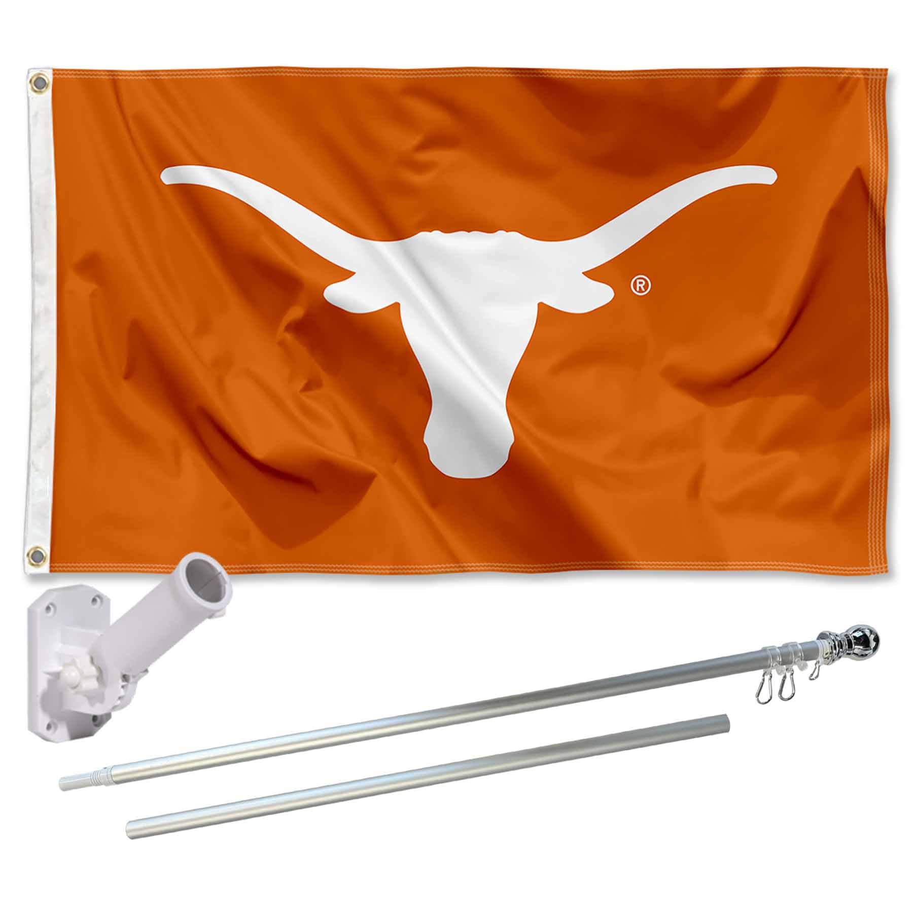 Texas Longhorns Bevo Flag with Pole and Bracket Kit