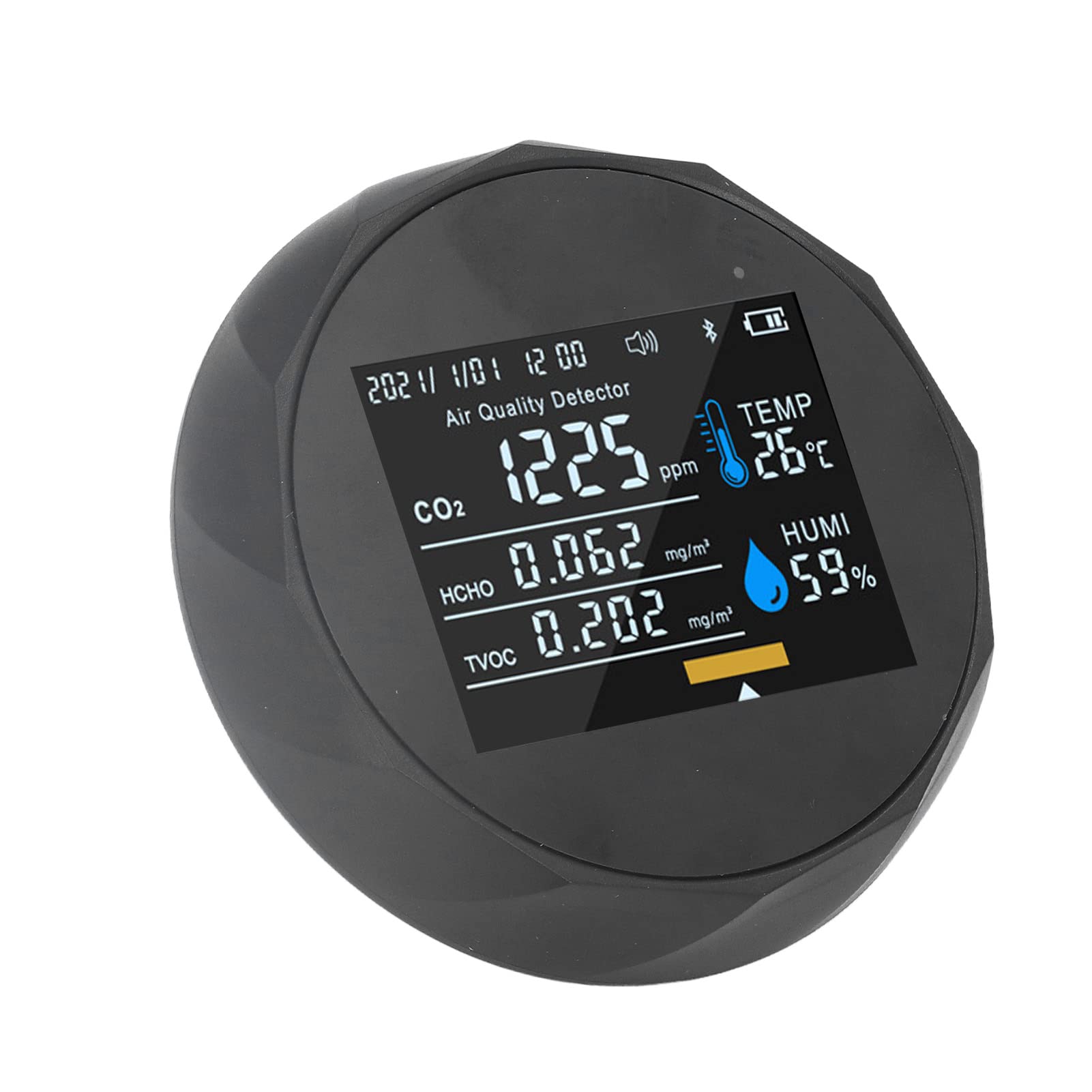 Monitor de Calidad del Aire ABS Detector Digital de Calidad del Aire con Pantalla a Color Carga USB CO2 400 a 6000 PPM Temperatura 14 a 122F Humedad Portátil para Viajes en Casa o Oficina
