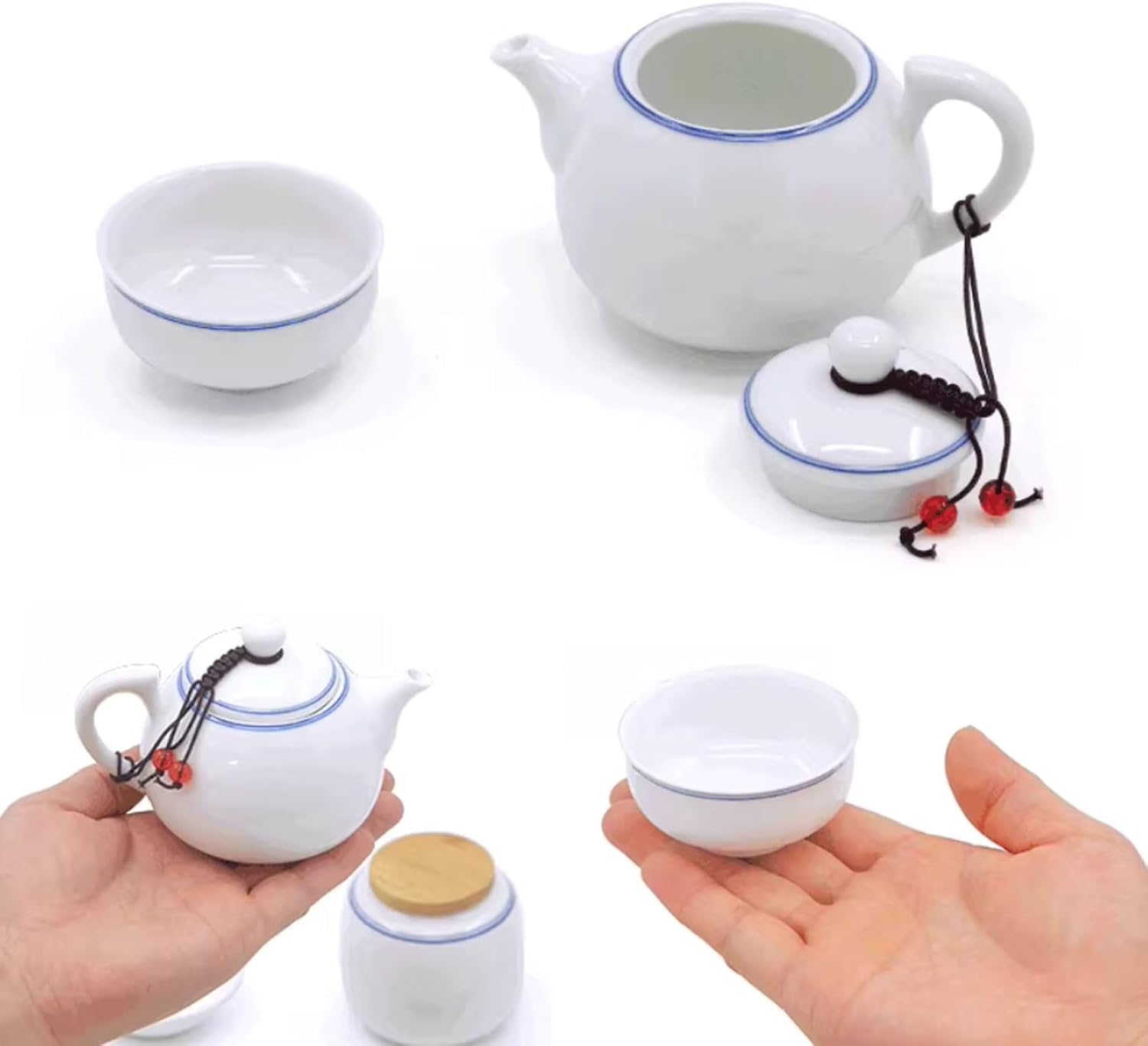 Montessori Tea Preparation Set with Ceramic Cups & Pot, Practical Life Toy for Toddlers 3+ Years