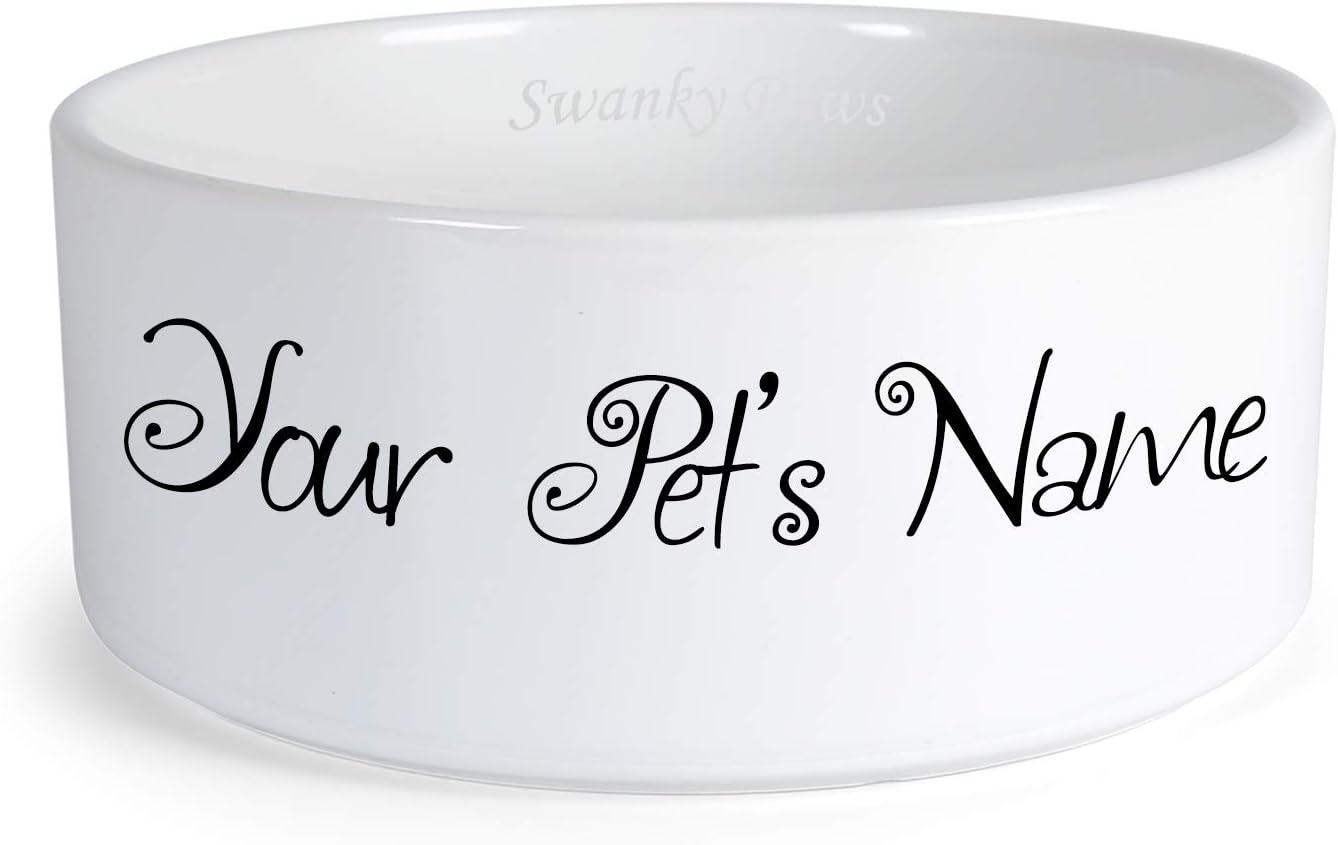 Swanky Paws Personalised Dog Cat Name Custom Bowl Pet Food Dinner Dish (Large)