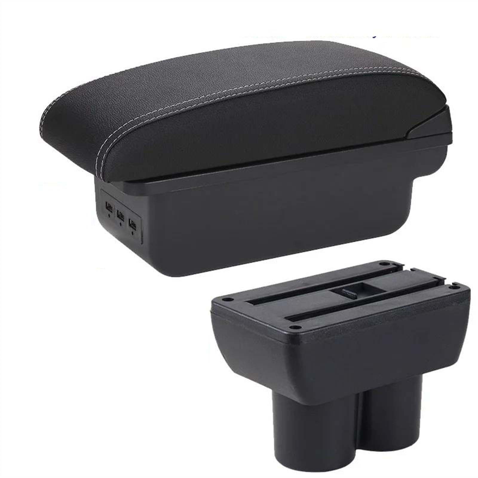 NOHEEU Car Armrest Box 1999-2017 Retrofit Parts Arm Storage Accessorie For Jimny JB23 JB43(B3 Black white 3USB)