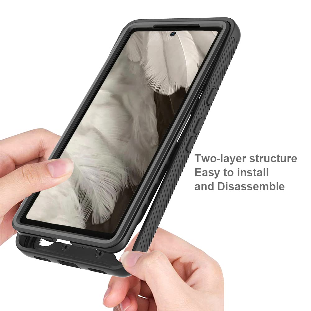 XINNI Cover per Google Pixel 7 PRO, Protezione Schermo Integrata 360 Gradi Antiurto Custodia, Rugged Doppia Faccia Bumper Trasparente Full Guscio Fronte Retro Case, Cristallo