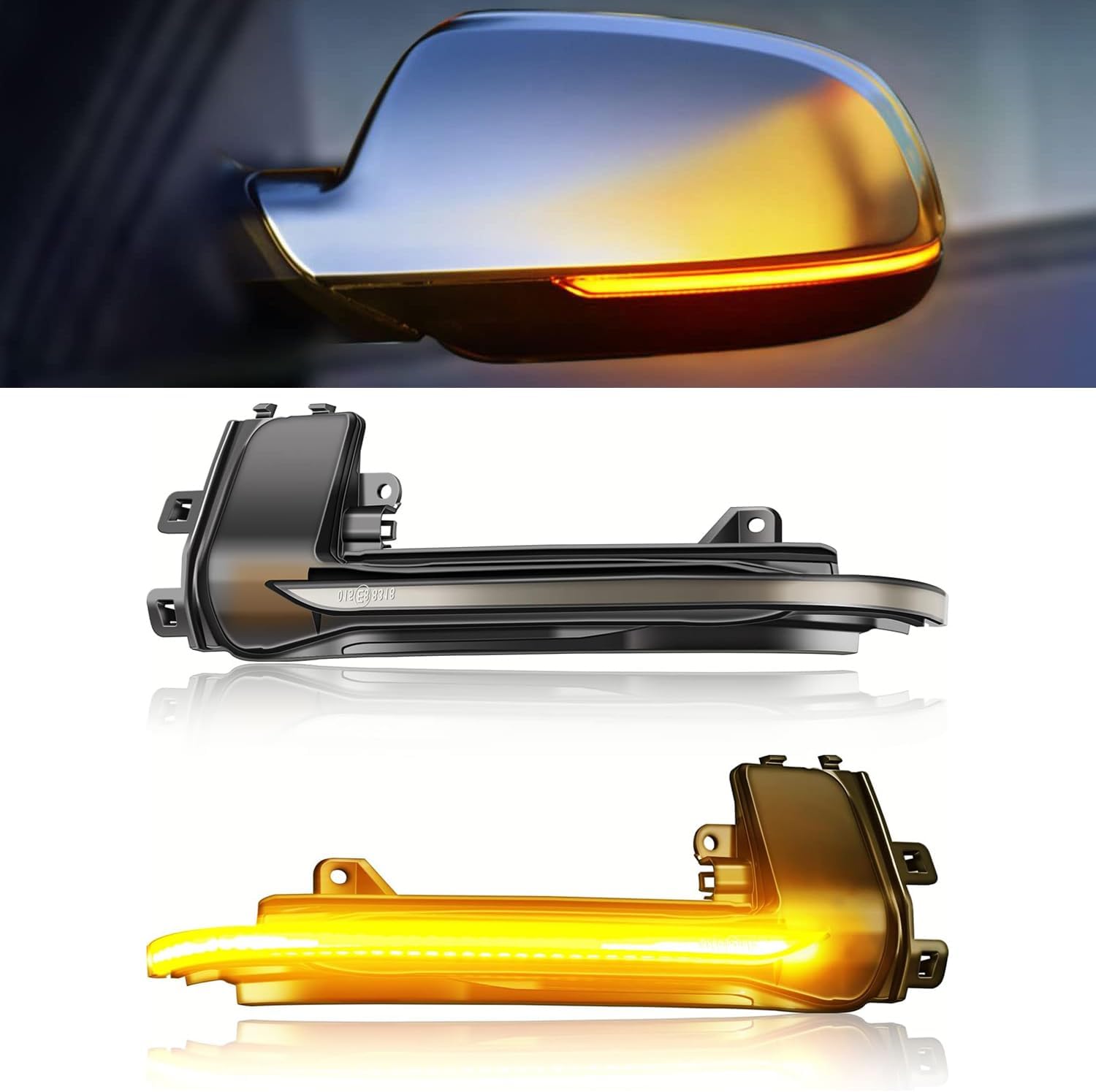 1 Pair Dynamic Turn Signal Light Side Mirror Blinker Sequential Lamp Assembly for Audi A3 8P B8.5 A4 A5 S5 RS3 RS4 RS5 (B8.5-Black)