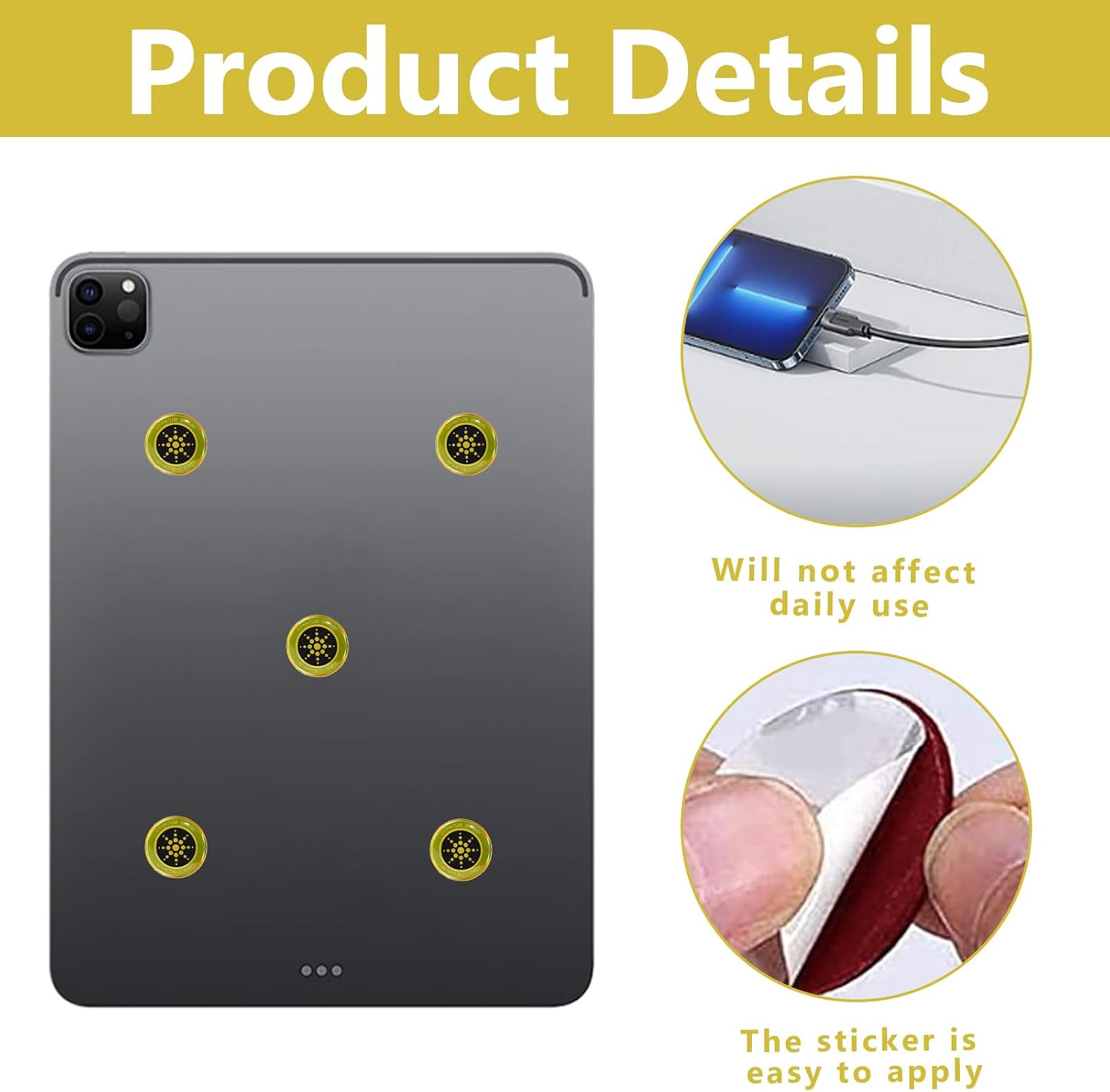12 Pcs Emf Blocker for Cell Phone,Radiation Blocker for Cell Phone,Emf Stickers,A Practical Gift for Tech Lovers for Smart Phones/Tablets/Laptops Electronic Devices Blockers(Gold)