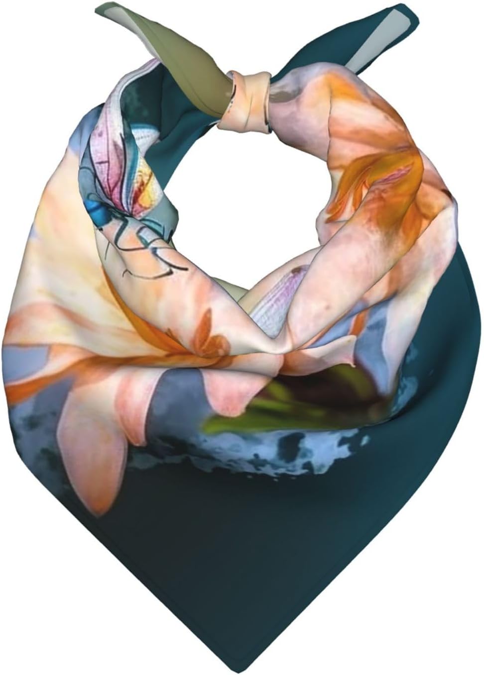 Cooling Bandanas for Men Women Square Hair Scarf 22" x 22" Novelty Headband Flying Dragonflies Lily Flower Neckerchief