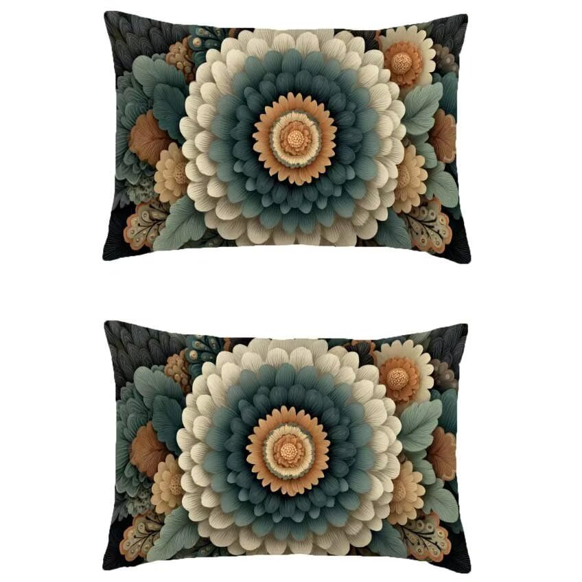 Housse coussin extérieur imperméable 80x100cm avec impression double face turquoise