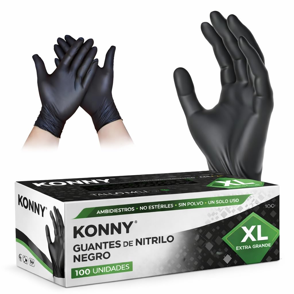 Nitrilhandschuhe, Schwarz, Einweghandschuhe, puderfrei, hypoallergen, latexfrei, für Ärzte, Köche, Kosmetiker, Zahnärzte, Tätowierer, Lebensmittelanwendung (1000, XL)