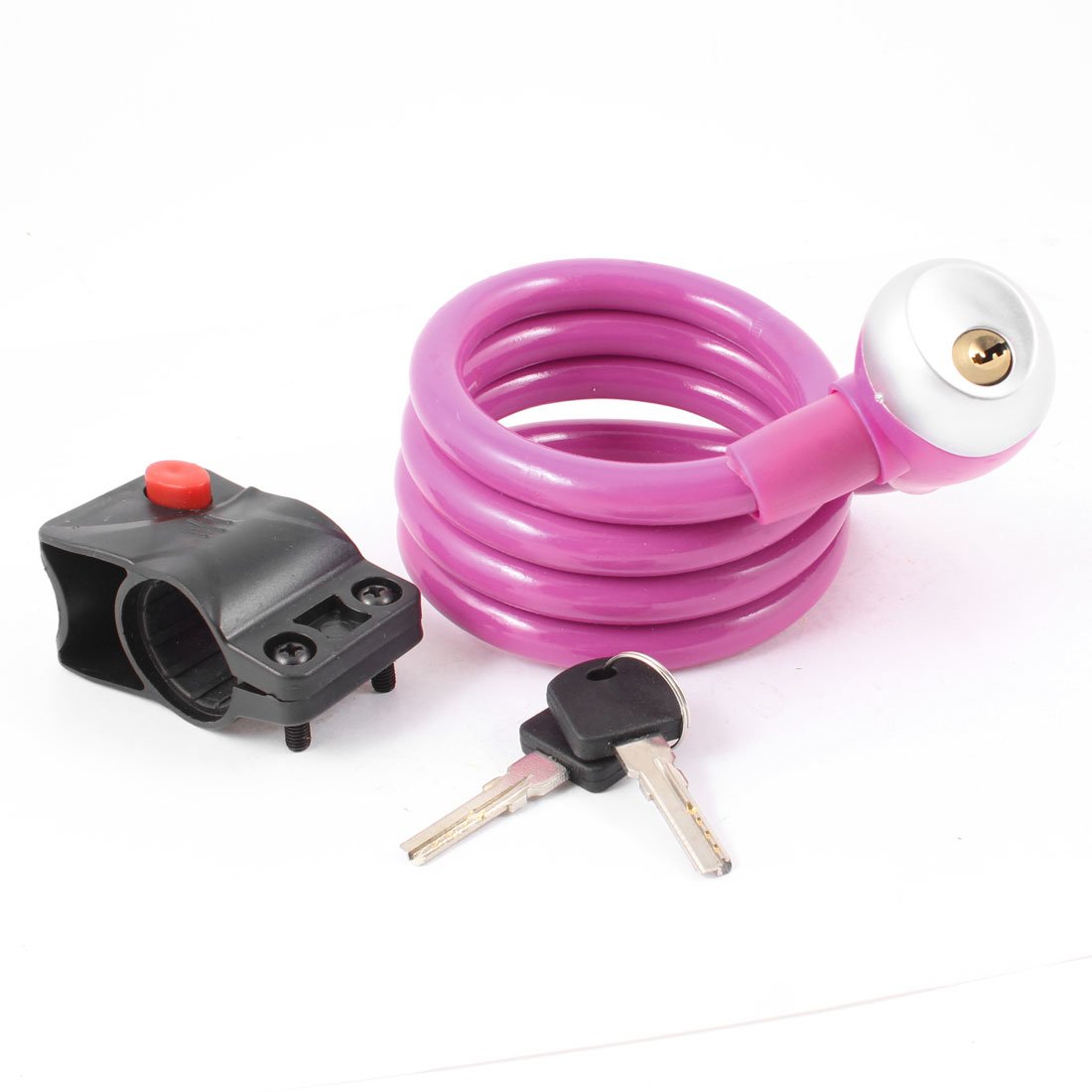 Aexit 1.2m Long Bike Locks Bicycle Safeguard Steel Wire Inside Key Locking Fuchsia Cable Lock U-Locks w Keys