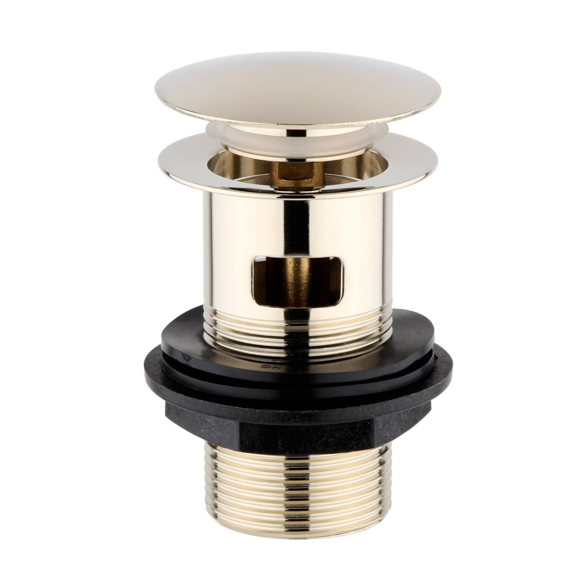 ENKI, W08, English Gold, Slotted, Standard 1.1/4" Connection Pop Up Basin Waste Sink Plug, Push Button Click Clack, Allows Water to Drain Away Durable Finish, Modern Bathroom Accessories โ image 1
