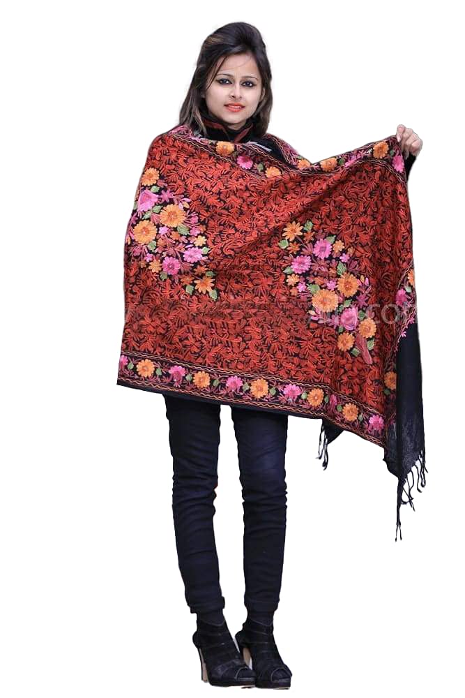 Fascinating Black Colour Kashmiri Aari Work Stole