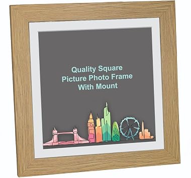 Boldon Framing - Natural, Square Flat Brushed Photo Frame with White Wall Mount,30x30 For Picture Size 25x25cm