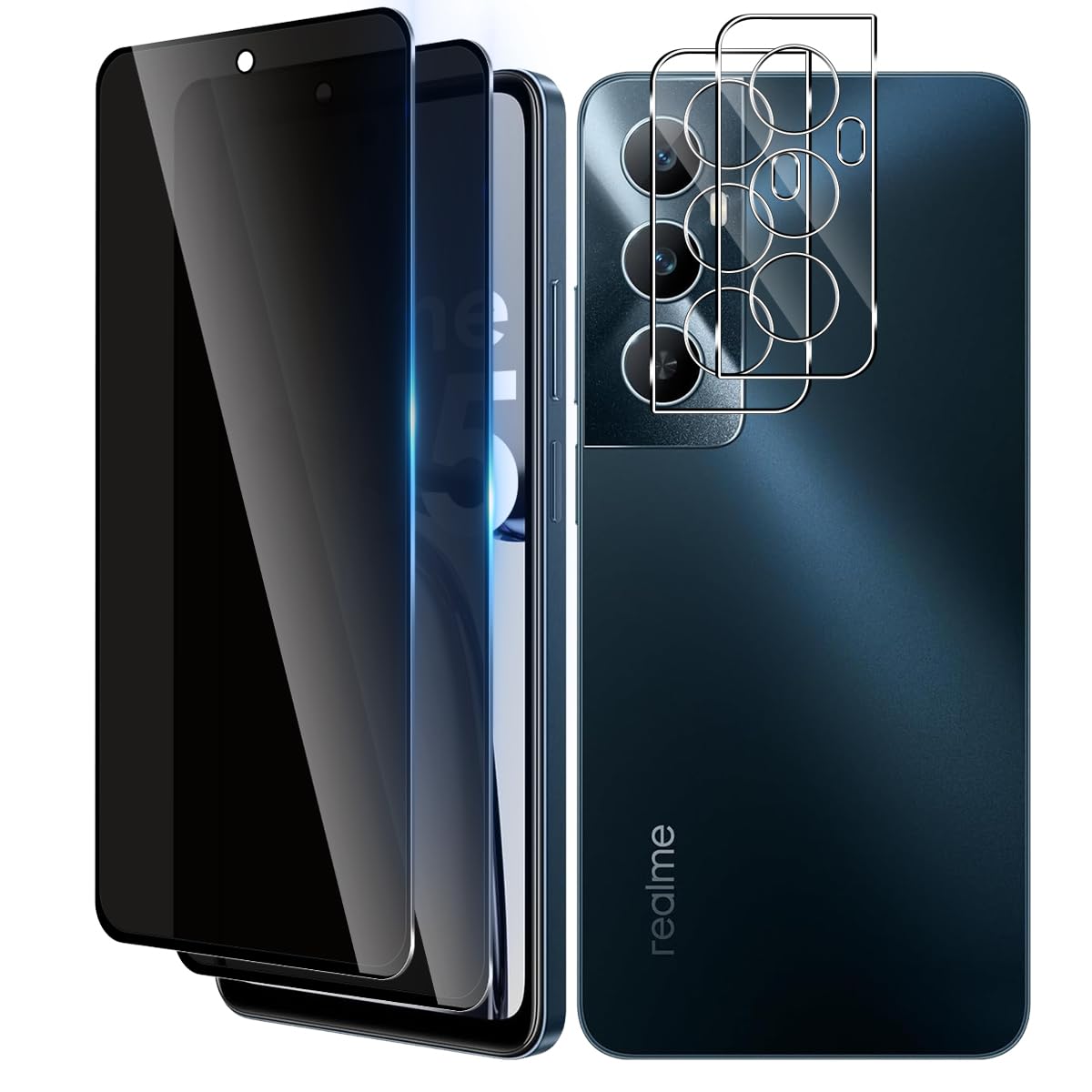 Sichtschutzfolie Für Realme C65 – 2+2 Stück, 9H Härte, Privacy-Schutz Mit 28° Blickwinkel