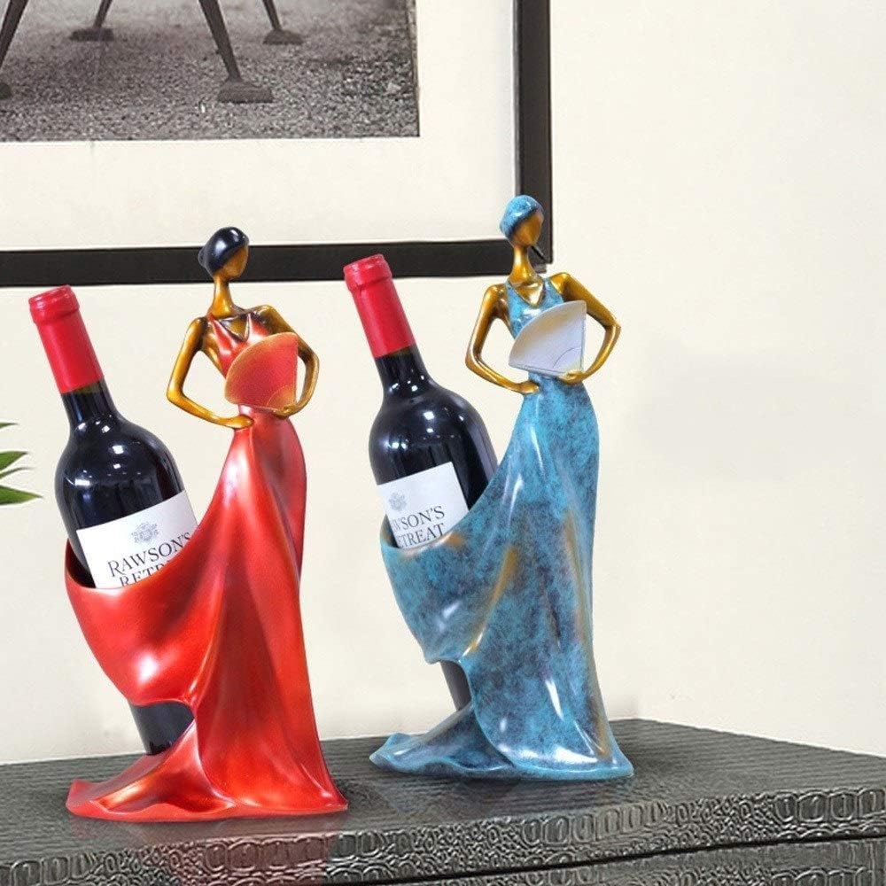 1-Bottle European Desktop Resin Dancing Girl Wine Rack Creative Restaurant Hotel Bar Tabletop Decoration Wine Display Holder (Color : Red)