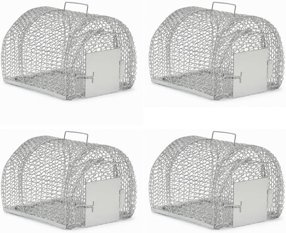 LIVEVIE Humane Mouse Trap (Set of 4) – Live Catch and Release Rodent Trap – Reinforced Mesh Arch Cage for Mice & Voles – Reusable Galvanized Steel No-Injury Design
