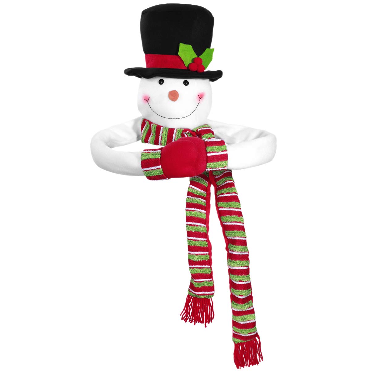 Cimier Le Sapin De Noël, Bonhomme De Neige Câlin Sommet du Sapin De Noël d'arbre Extérieur Décorations De Câlin De Bonhomme De Neige Chapeau Ménage Brillant à Lèvres