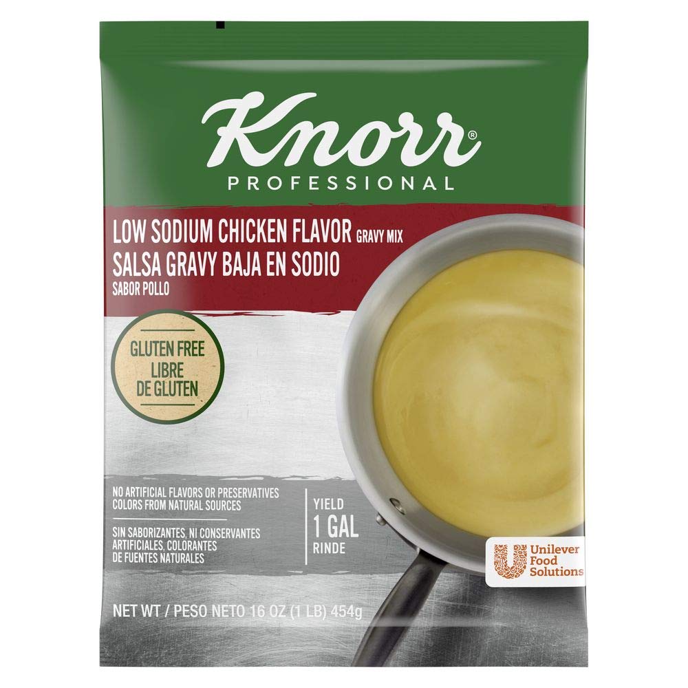 Knorr Professional Low Sodium Brown Gravy Mix Vegan, Gluten Free, No Artificial Flavors or Preservatives, No added MSG, Dairy Free, Colors from Natural Sources, 13.5 oz, Pack of 6