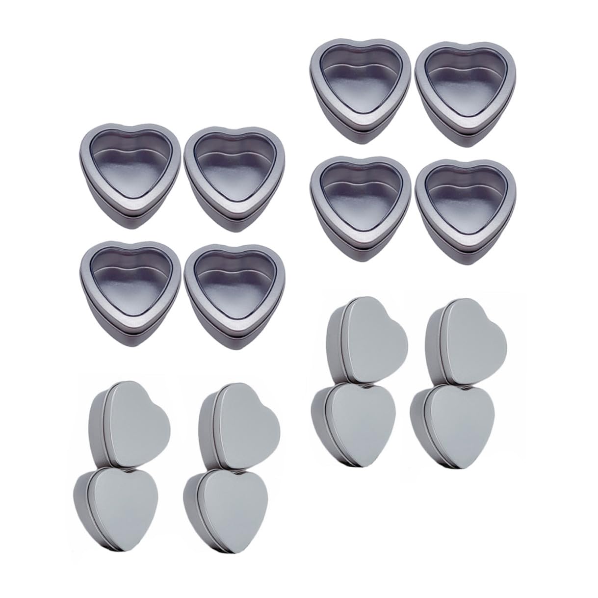 PRETYZOOM Contenitori in Latta a Forma di Cuore Finestra, Set da 24 Scatole per Caramelle e Piccoli Oggetti, Confezioni Regalo per Feste e Matrimoni, Contenitori Portaoggetti Pratici