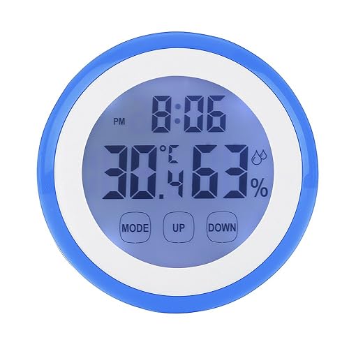 Miniatura 10 de Reloj higrómetro digital con termómetro digital, monitor de humedad y temperatura, pantalla táctil con retroiluminación trasera magnética para el