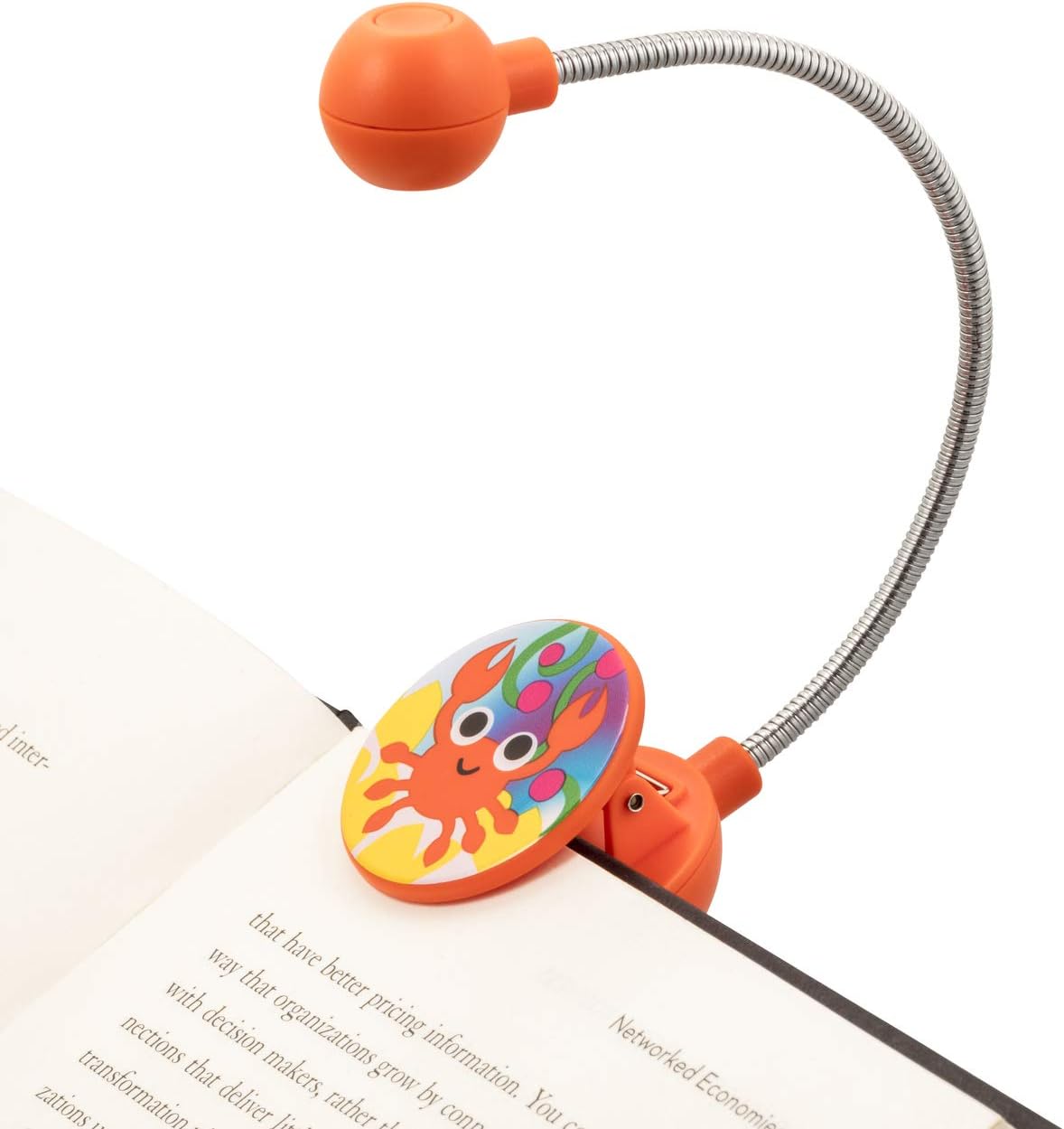 WITHit French Bull Clip On Book Light – Orange Crab – LED Reading Light with Clip for Books and eBooks, Reduced Glare, Portable, Lightweight Bookmark Light for Kids and Adults, Batteries Included