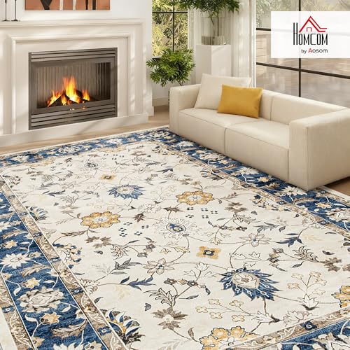 Tapete decorativo HOMCOM azul 4x6 pies lavable y antideslizante miniatura 3