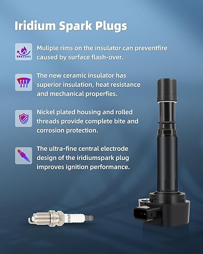 Miniatura 5 de ECCPP UF413 6 bobinas de encendido con 6 bujías de iridio para Honda para Ford para Ford para Ford para Acura1 para Saturn Civic Pilot Ridgeline MDX