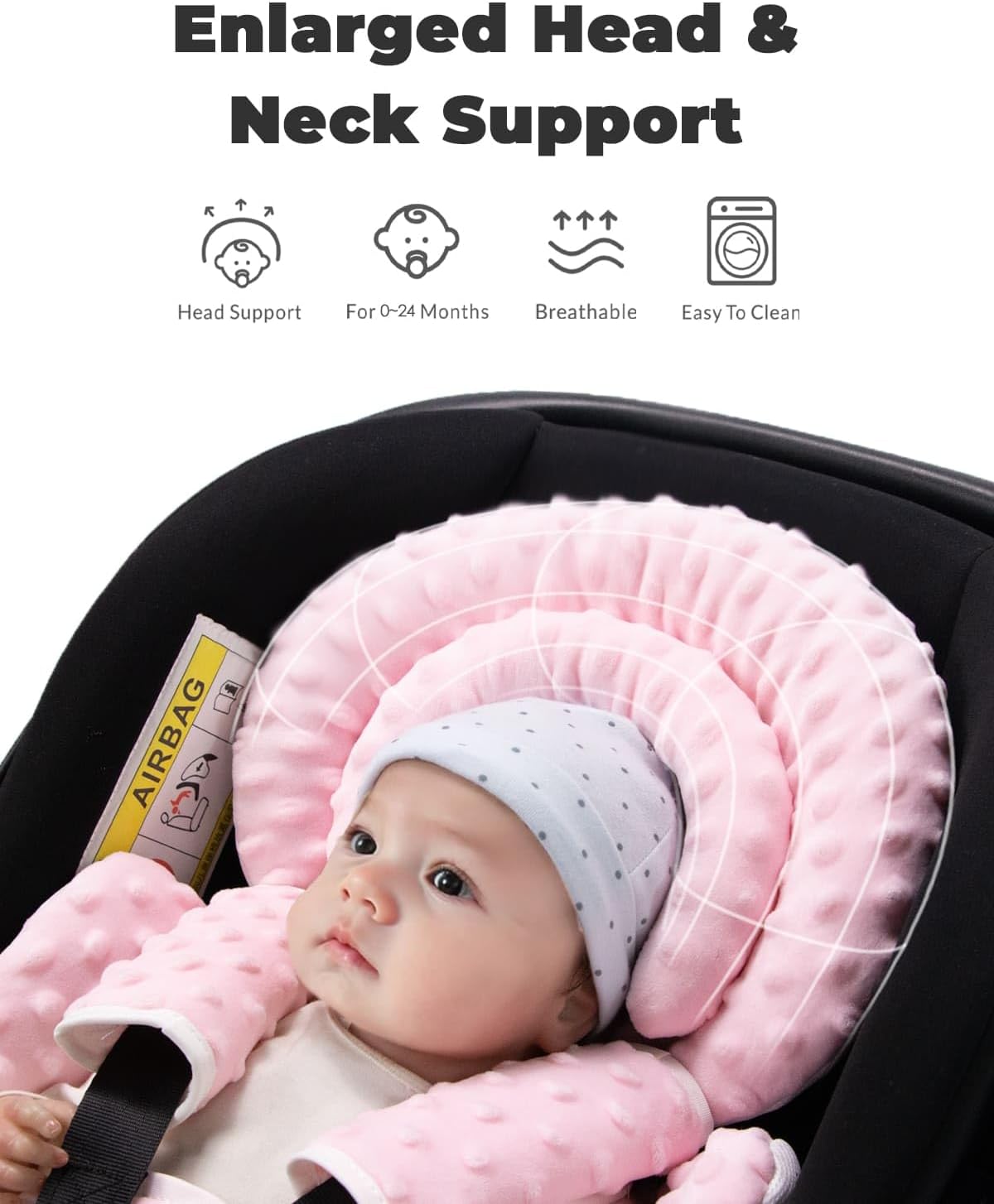 TinlyFinly Infant Car Seat Insert with Extra Cushion for Preemie to Toddler, Reversible Newborn Carseat Insert for Baby Head Body Support, Fits for Stroller, Baby Swing, Bouncer - Dots, Pink