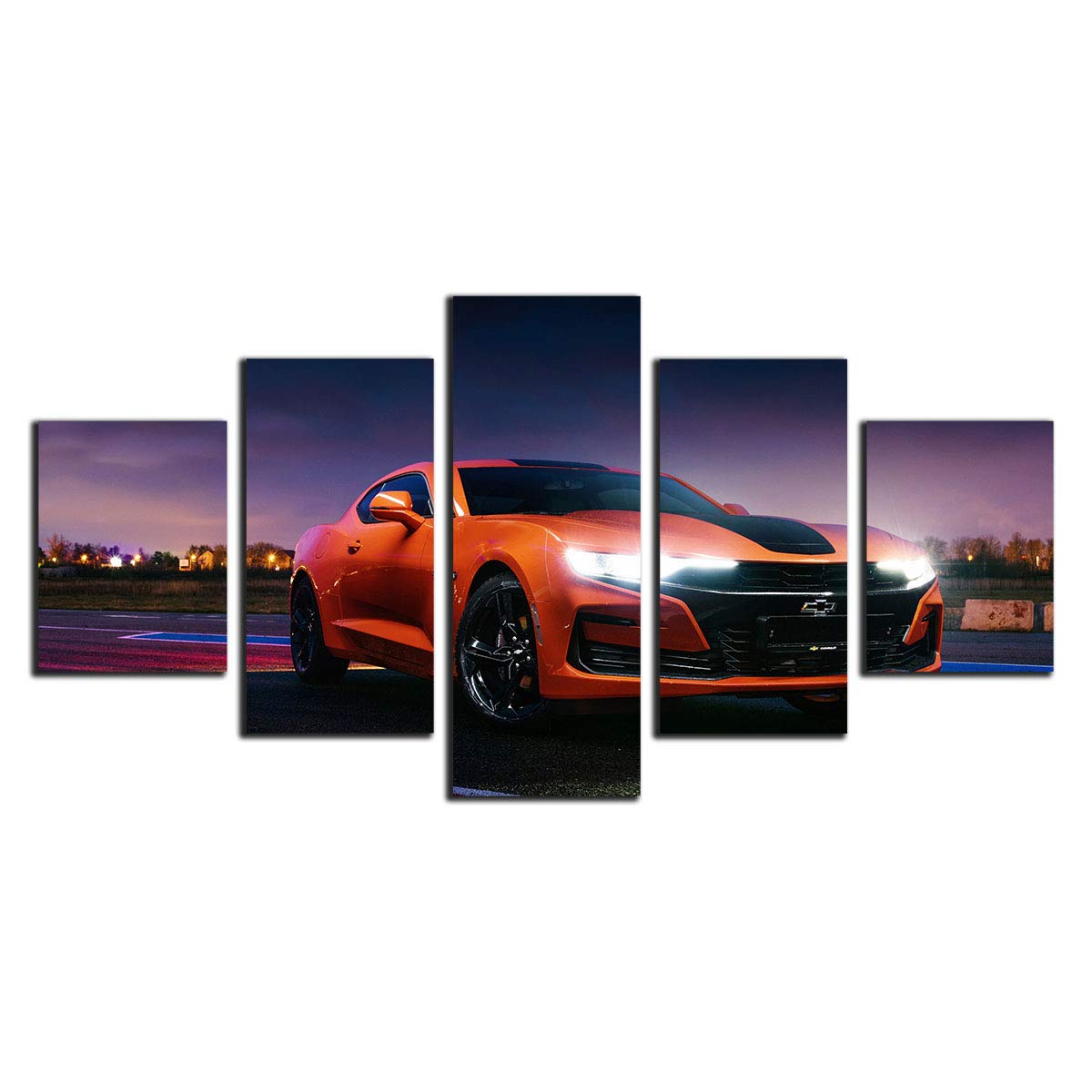Affiche voiture de sport Camaro en peinture sur toile decorative grand format 75x150cm