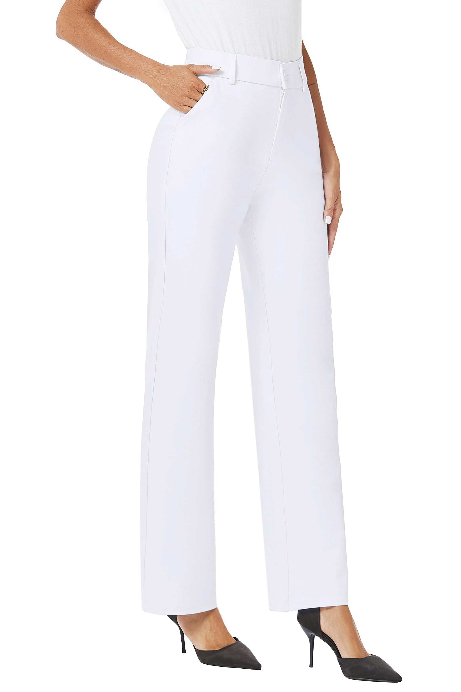 iChosy Womens High Waist Wide Straight Leg Trousers Casual Slacks Dress Pants with Pockets