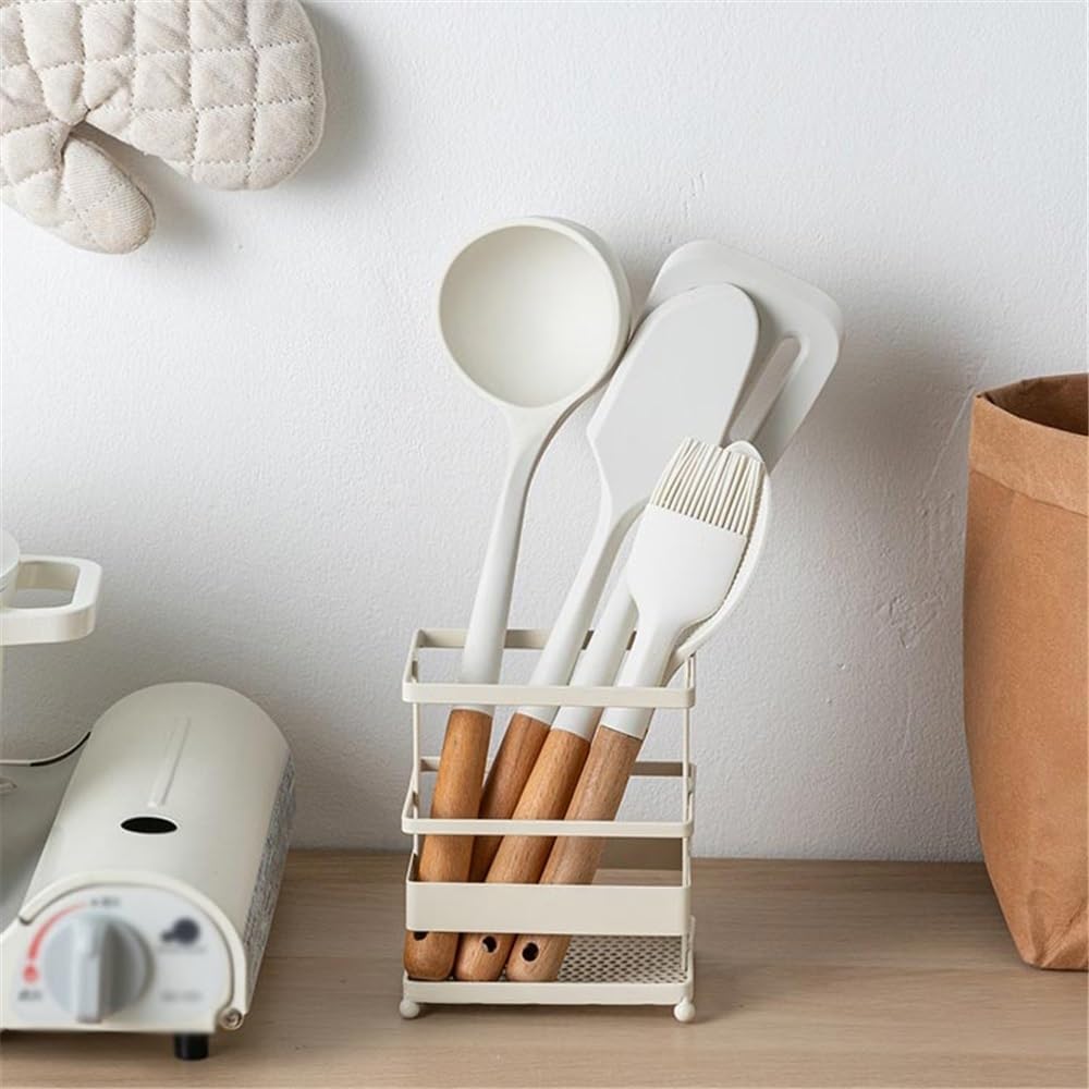 Kitchen Utensil Holder Utensil Holder, Square Cutlery Drainer Sink Caddy, Cutlery Organiser for Kitchen Utensil Cooking Utensil Holder