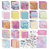 3800+Sheets Korean Stickers Spool Book,Cute Stickers Kawaii with Colorful and Various Patterns self Adhesive Kpop Stickers and Japanese Stickers，Letter Sticker DIY Deco Stickers 60-Page