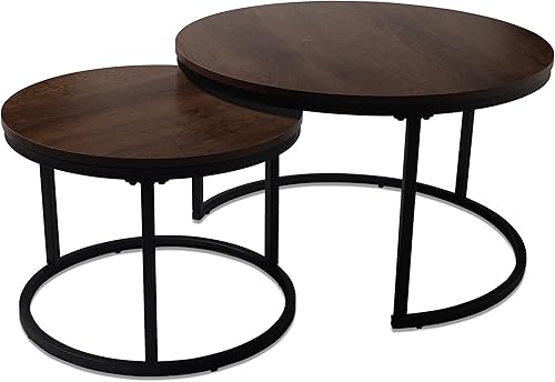 Miniatura 3 de TAID Mesas de centro apilables para tu sala de estar, tu elección de 3 diseños, el juego incluye 2 mesas de centro industriales pequeñas,