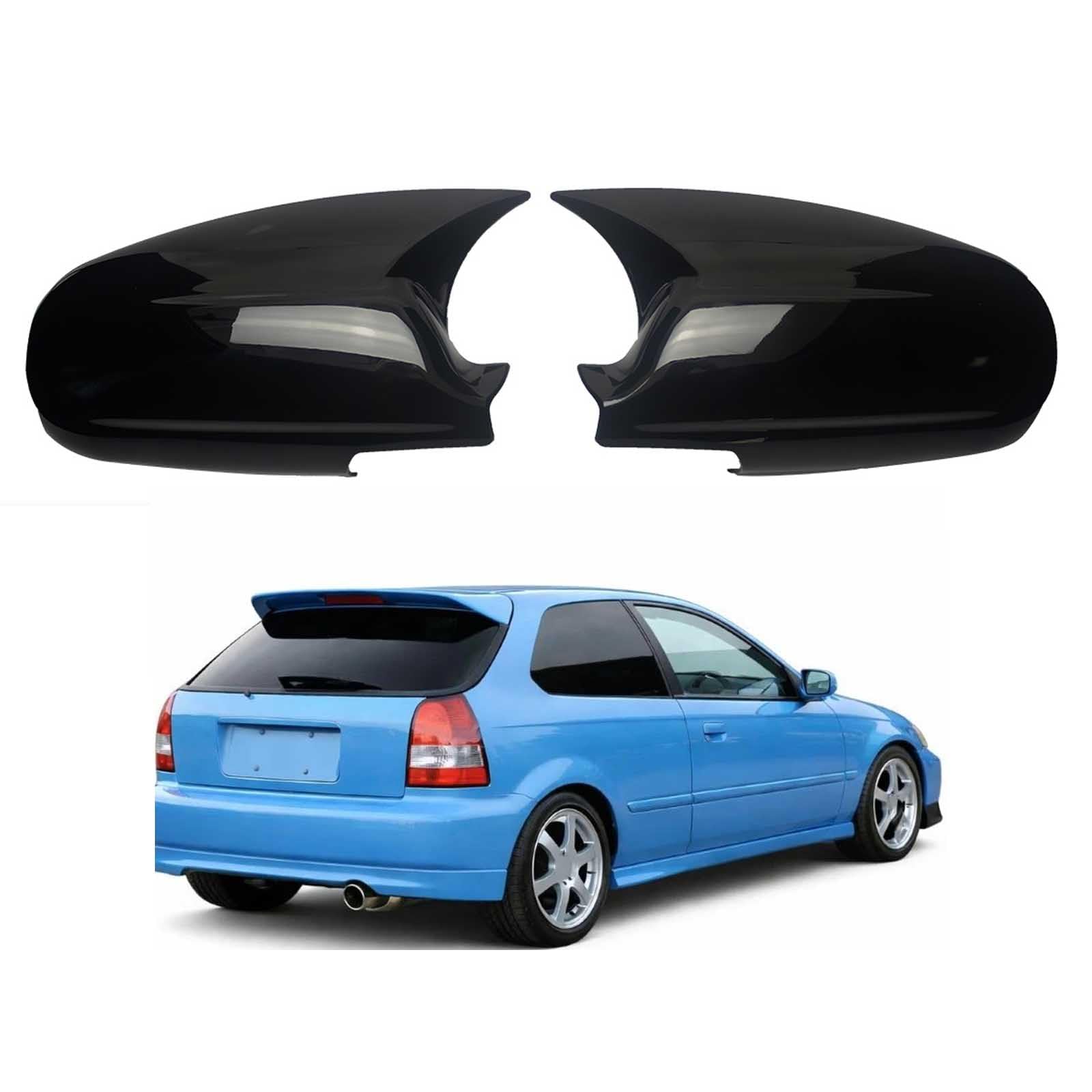 PAPEP Door Mirror Cover Caps for Civic 1996-2001, Left Right Side Wing Rearview Mirror Cover Lid 2 Pieces Exterior Styling Accessory,Glossy black