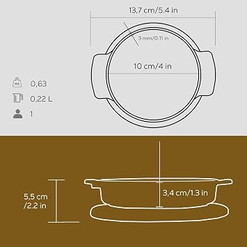 Lava, Baking Container, LV ECO GV 11 K4, Round Casserole, Wooden Base, Diameter 11 cm, Cast Iron, Black