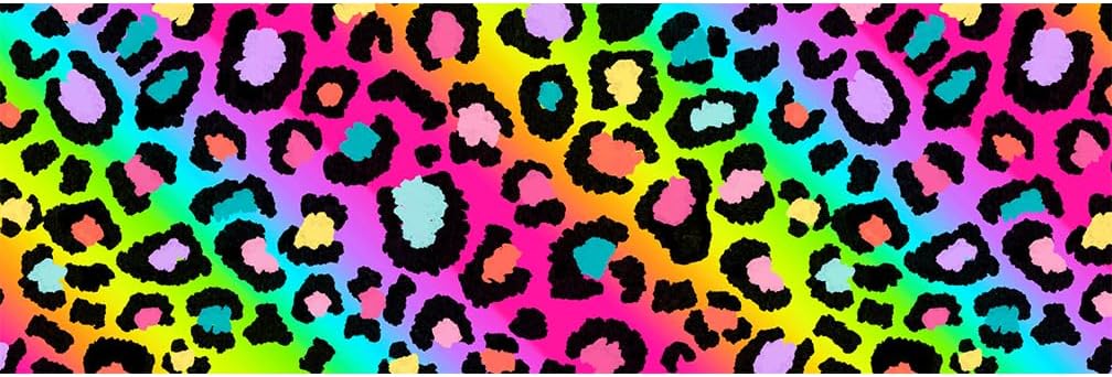 Leopard Print Edible Cake Wrap Topper Decoration Rainbow, 1 Random Border, 4×12 Inches