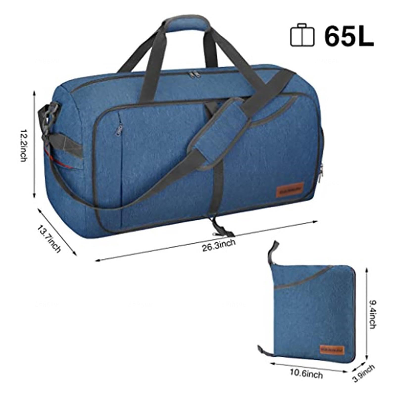 Borsone da Viaggio da 65 Litri per Uomo Donna, Borsa da Weekend Pieghevole con Scomparto per Scarpe, Borsone da Palestra Borsa da Trasporto per Sport del Fine Settimana, Palestra, Vacanze,A