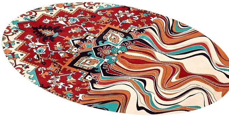 Alfombra ovalada abstracto oriental con diseño moderno multicolor para hogar 2