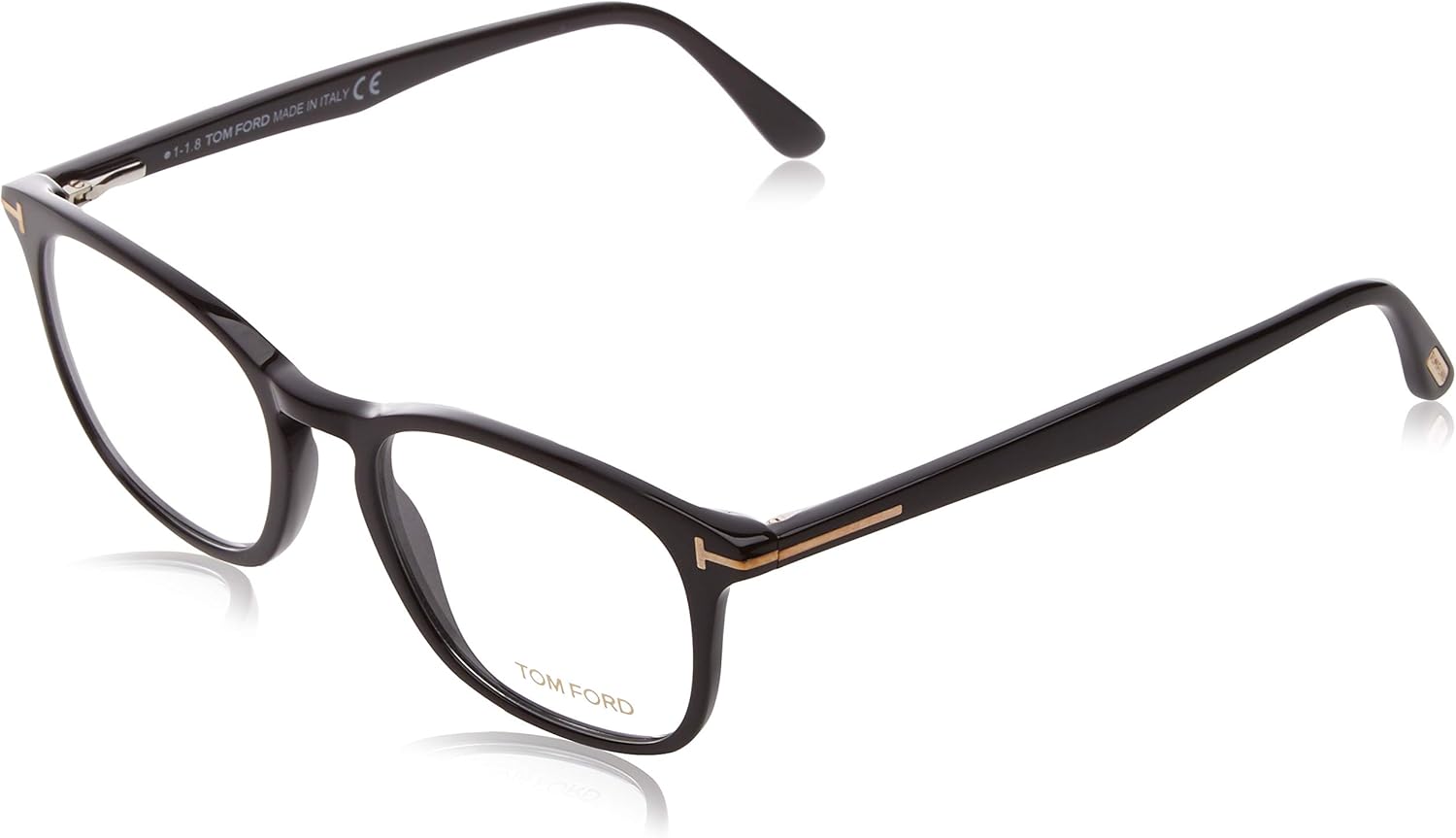 Eyeglasses Tom Ford FT 5505 001 Shiny Black, Rose Gold"t" Logo, 52-19-145
