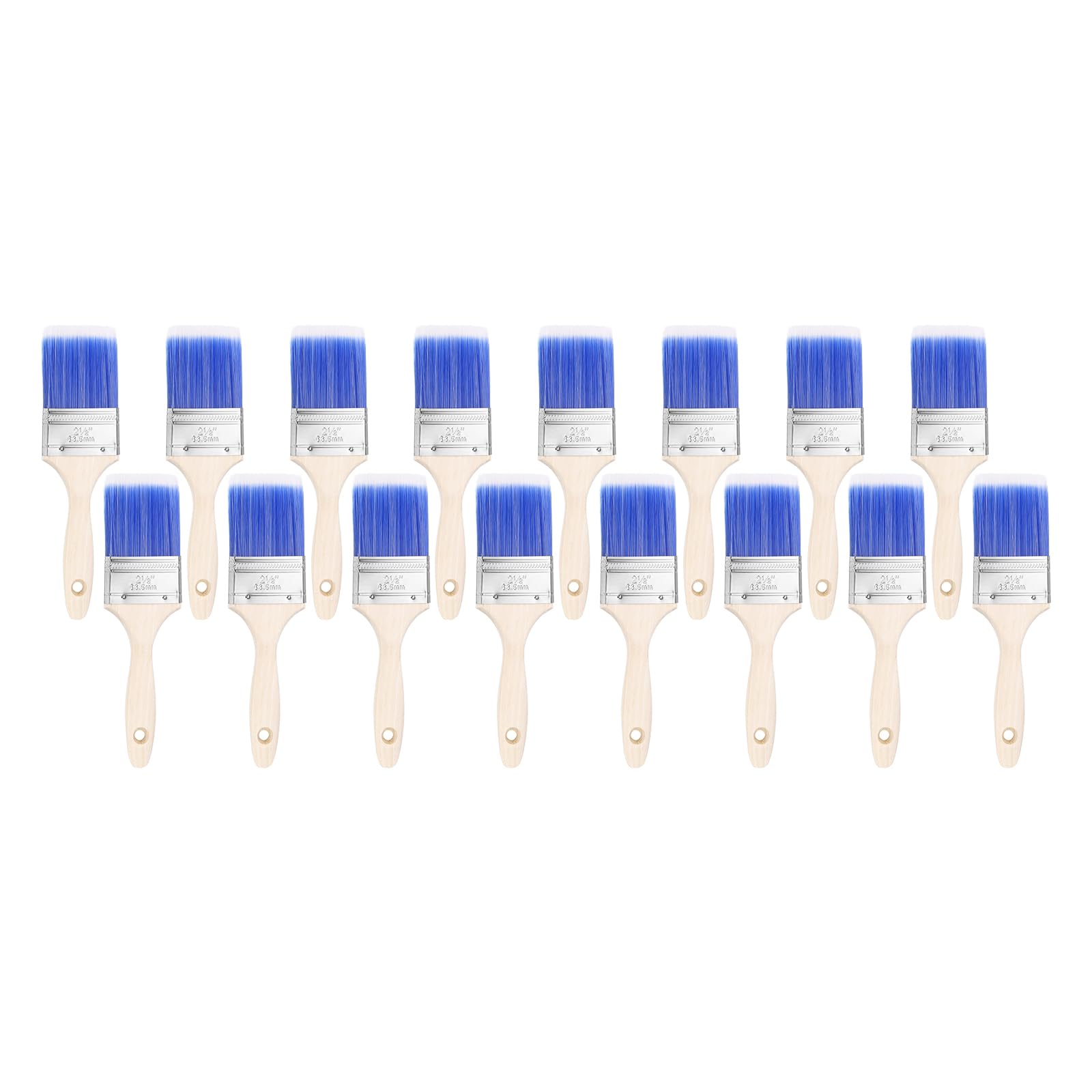 QUARKZMAN 16 Pinceles de Pintura de 2.5" Planos Y de Cerdas con Mango de Madera para Pintura de Bricolaje, Arte Plano, Muebles, Cercas, Paredes, Molduras, Azul