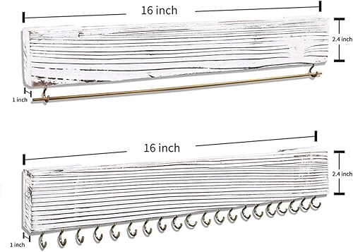 Miniatura 5 de Juego de 3 estantes colgantes para joyas, de madera, para colgar en la pared, aretes, collares, pulseras, organizador de estantes