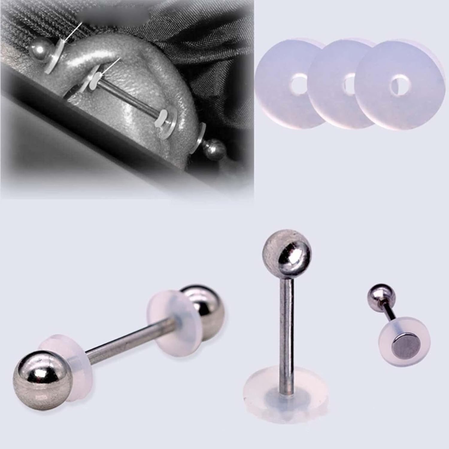 60Pcs Silicone Non Pull Piercing Discs for Piercing Bump 3/5 / 7 / 9mm Clear Disc Pads Earlobe Patches Clear Disc Pads for Bumps Earrings Stabilizer Earring Back